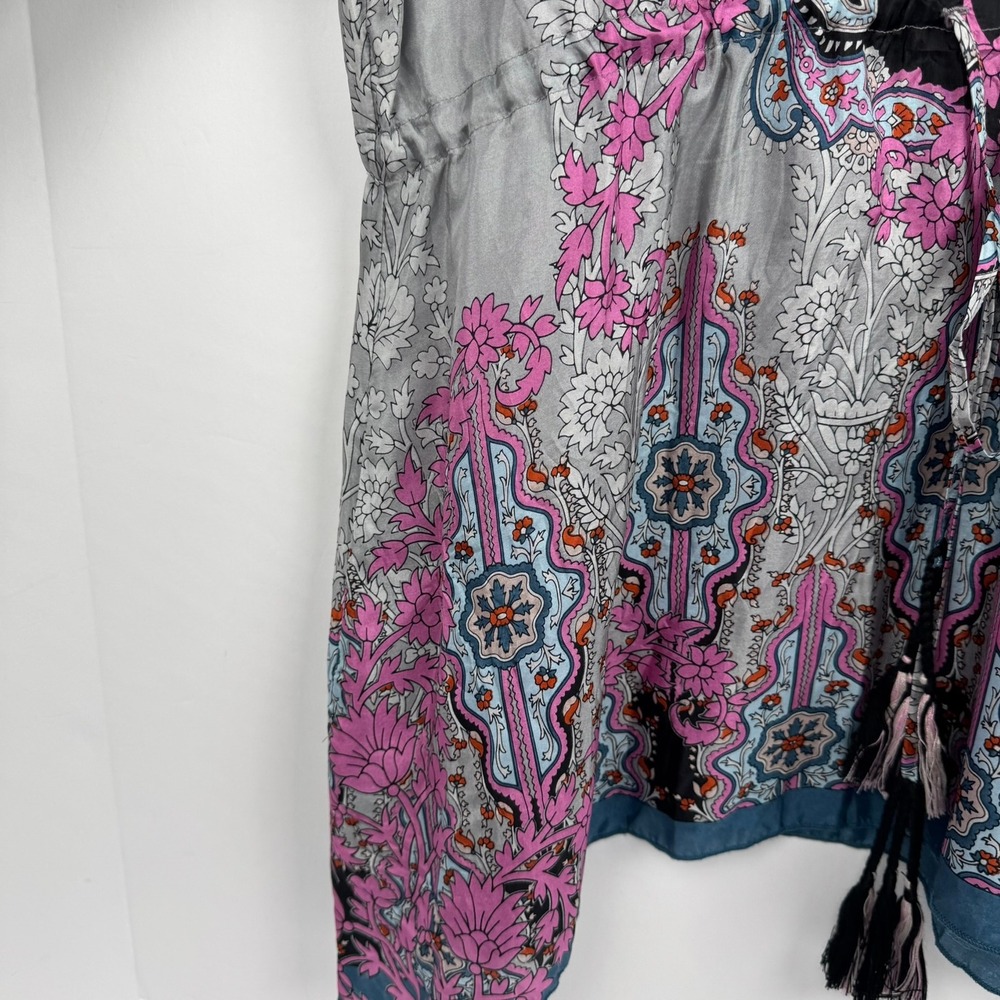 JOHNNY WAS OCARINA Tunic Boho Floral 100% Silk Sz‎ Medium ($178 MSRP) - Picture 3 of 12